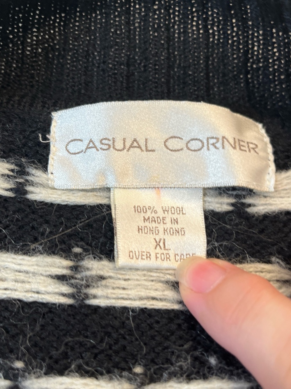 Casual Corner Black, Red & White Fair Isle Zip Cardigan - Picture 2 of 9